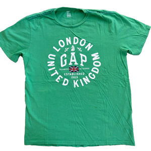 Gap London Graphic Tee Green Medium Cotton UK Logo Casual Streetwear